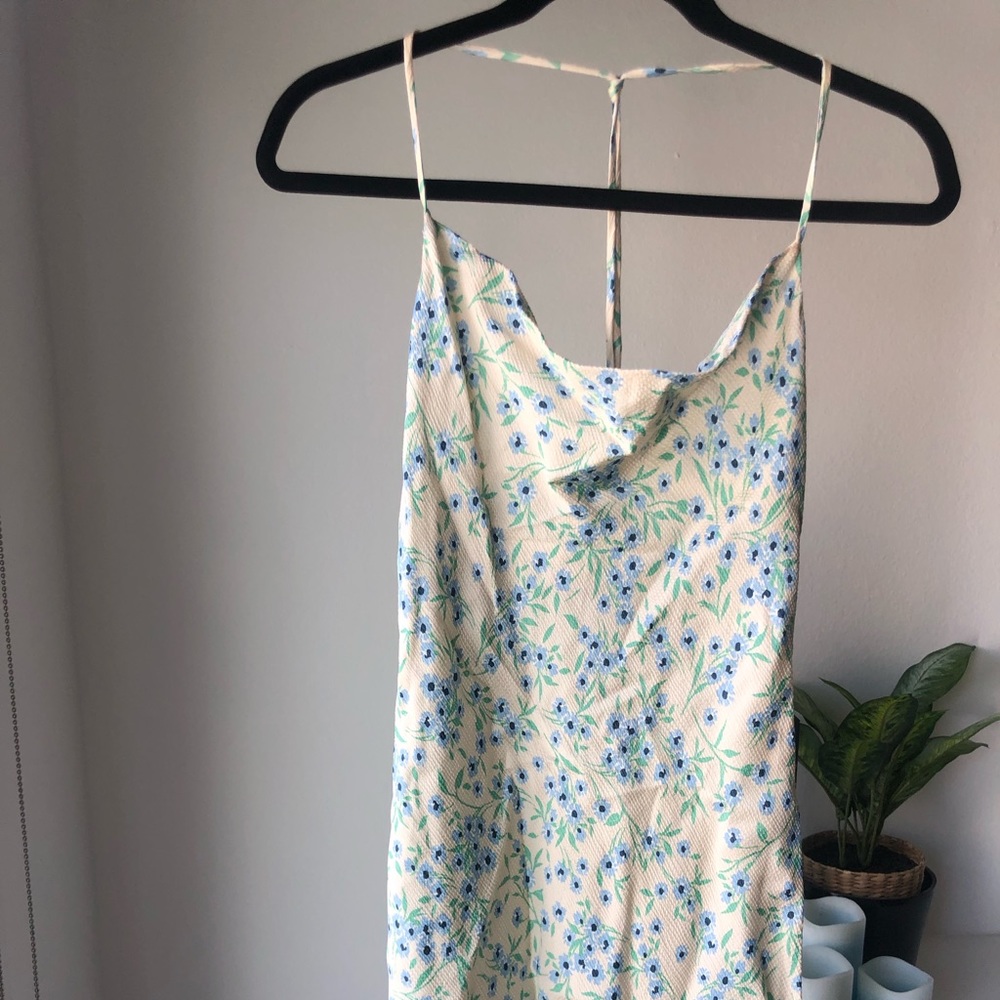 Zara Floral Cowl-Neck Mini Dress Size S